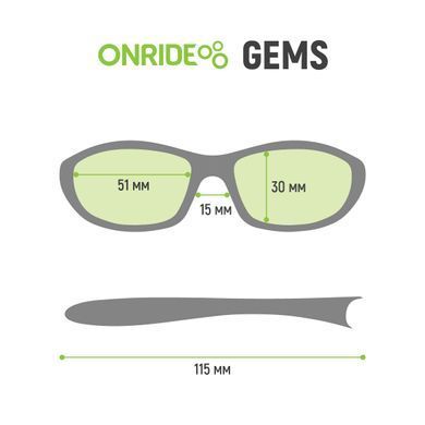 Очки детские ONRIDE Gems с линзами Photochromic кат 0-3 (84-18%), оправа PC черная