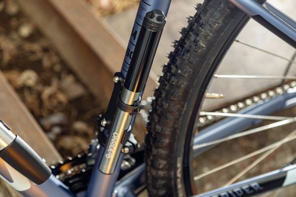 Насос компактний ONRIDE Lamu, алюміній, 21 см, макс. тиск 80 psi, зі шлангом, голівка під FV/AV