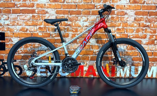 Велосипед 24'' Space PHAETON DD FR 2026, Серо-красный, 11" (125-145 см)