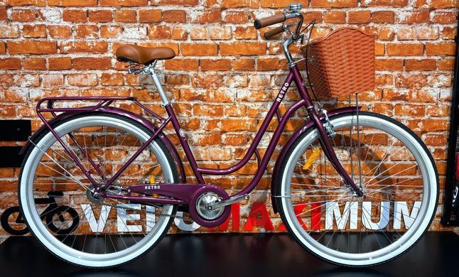 Велосипед 28" Dorozhnik RETRO Velosteel 2026, Малиновий, 19" (165-185 см)