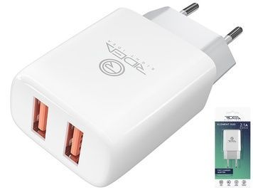 Сетевое зарядное устройство для Ridea RW-21011 Element Duo 2USB 2.1 A (Белый)