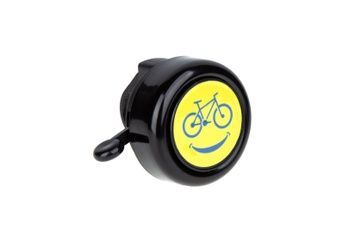 Дзвоник ONRIDE Rang 10, велосмайл жовтий, алюмінієвий, &Oslash; керма 22мм, чорний