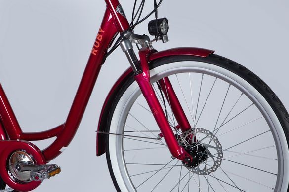 Велосипед з електроприводом 26" Dorozhnik eRUBY DD FR 48B 15А*г 500Вт 2026, Бордовый, 17"