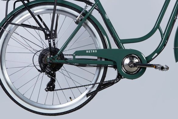 Велосипед з електроприводом 28" Dorozhnik eRETRO Vbr FR 36B 13А*г 500Вт 2026, Темно-зелений, 19"