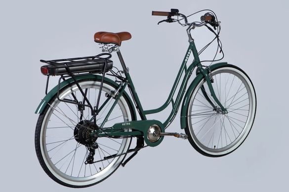 Велосипед з електроприводом 28" Dorozhnik eRETRO Vbr FR 36B 13А*г 500Вт 2026, Темно-зелений, 19"